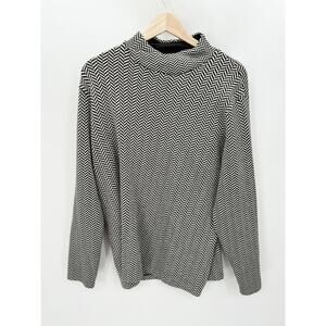 Duluth Trading Co Sweater Women XXL Black Cream Coolmax Mock Neck Long Sleeve